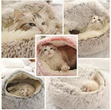 Plush round Cat Bed Pet Mattress Warm Soft Comfortable Basket Cat Dog 2 in 1 Sleeping Bag Nest for Small Dogs