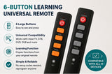 Smart Learning Remote Control for TV STB DVD DVB TV Box HIFI Universal Controller with 6 Big Buttons Easy Use for Elder