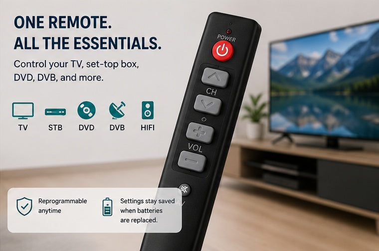 Smart Learning Remote Control for TV STB DVD DVB TV Box HIFI Universal Controller with 6 Big Buttons Easy Use for Elder