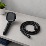 Black filtered shower head with matching hose