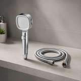 Silver filtered shower head with matching hose