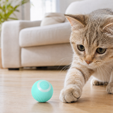 One blue 150mAh automatic rolling cat toy ball with cat