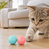 Blue and pink 150mAh automatic rolling cat toy ball combo with cat