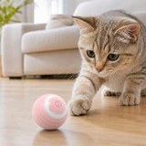 One pink 80mAh automatic rolling cat toy ball with cat